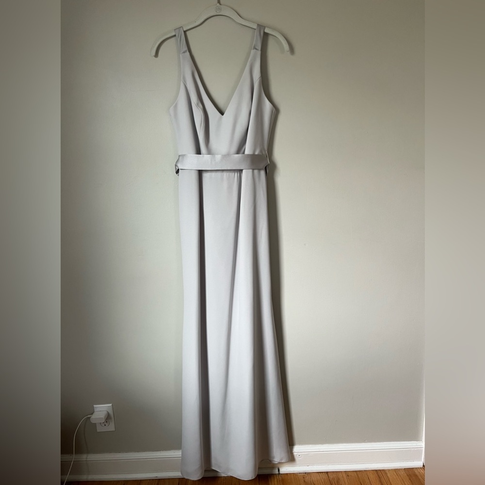 Floor length Vera Wang silver gown. Size 8